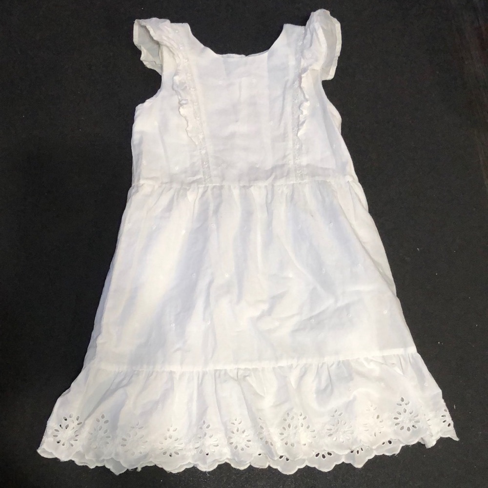 GAP, White girls linen dress,Medium, white, buttons in the back.